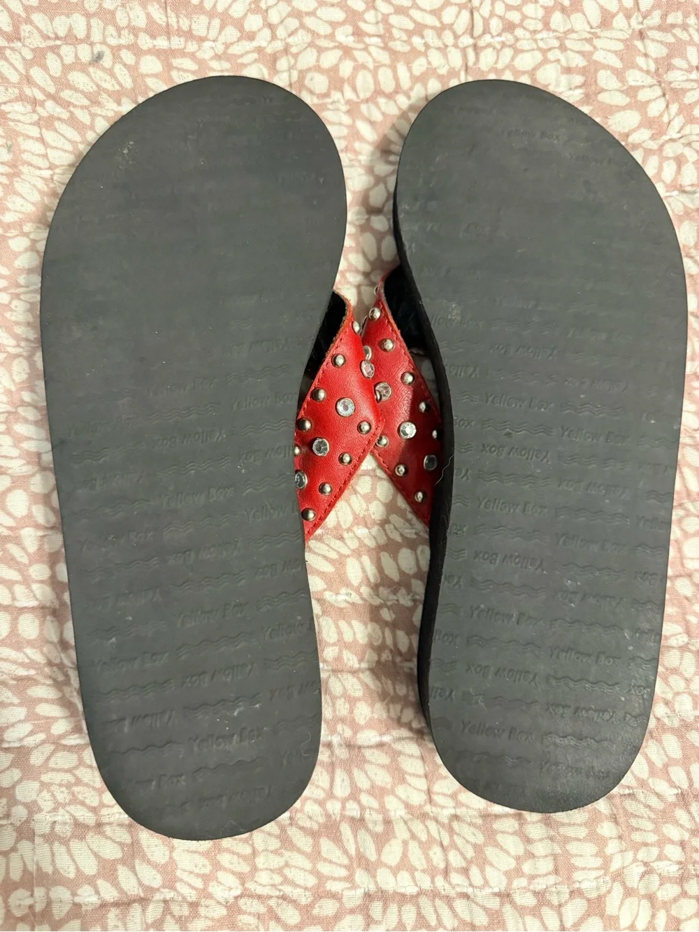 Yellow box red/black sandals w/ silver hardware size 7 1/2 - Picture 2 of 5